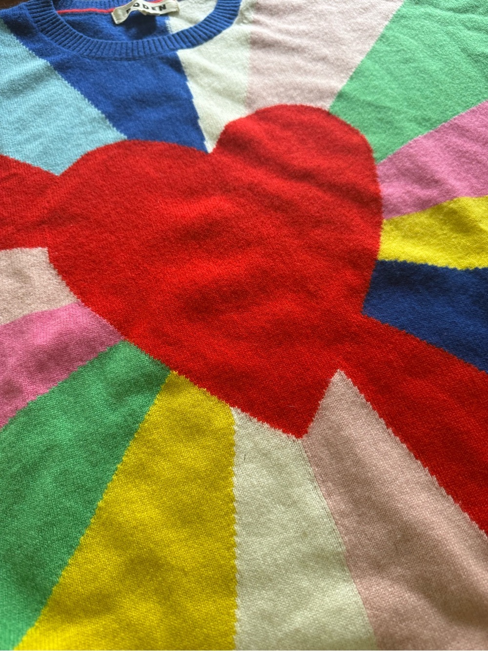 BODEN Lydia Cashmere Crewneck Sweater Jumper Heart L - Picture 3 of 8
